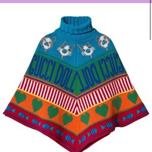 Blue Multi Girls Gucci Doll Poncho